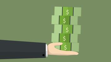 Hand Holds Dollar Bills 2D Cartoon Animation video