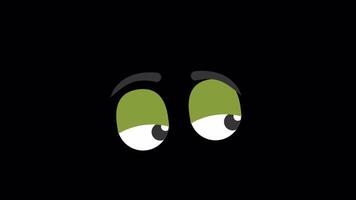 Tired Eyes Looking Left And Right On Alpha Channel 2D Cartoon Animation video