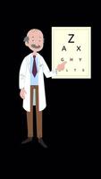 Eye Doctor Shows Letters and Asks On Vertical On Alpha Channel 2D Cartoon Animation video