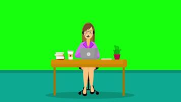Office Operator With Headset Talking With Clients On Greenscreen Background 2D Cartoon Animation video