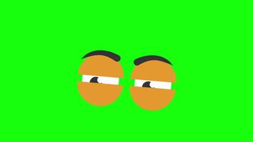 Angry Eyes Looking Left And Right On Greenscreen Background 2D Cartoon Animation video