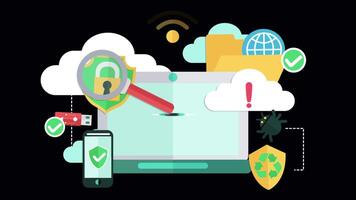 Personal Data Security On Alpha Channel 2D Cartoon Animation video