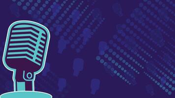 Microphone icon isolated in blue with halftone pattern suit for podcast or concert background vector