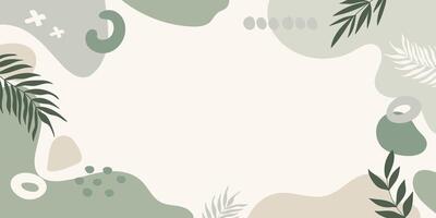 Light green organic shapes background. Minimal modern fluid shapes banner with flowing shapes for advertising, ads, presentations, social media vector