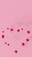 Vertical background animation with appearing droplets, creating heart shape, peaceful and romantic ambiance. Ideal for love-themed social media content, romantic presentations, or wedding visuals. 3D. video
