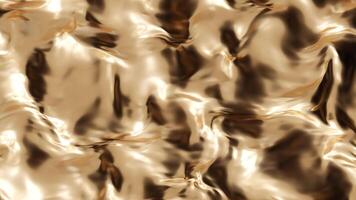 Luxurious, abstract animated golden background. Elegant fluid metallic surface. Flowing gold. Ideal for use in high-end design projects, as striking background for promotional materials. 3D animation. video
