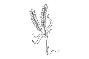 Single continuous line drawing whole healthy organic wheat grain for farm logo identity. Fresh staple food concept for breakfast cereal icon. Dynamic one line draw graphic design illustration vector