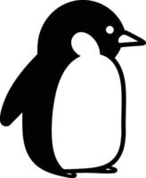 A Black and White Penguin Silhouette on White Background. vector