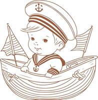 A little sailor in a boat vector