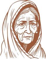 An old woman in a shawl vector