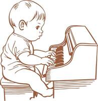 A baby playing the piano vector