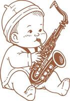 Baby playing saxophone vector