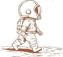 Astronaut walking on the moon vector