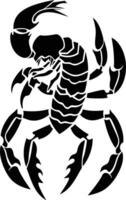 Powerful Black Scorpion Silhouette In An Aggressive Pose. vector