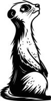A Curious Meerkat Gazes Upwards, Silhouetted Against the Sky. vector