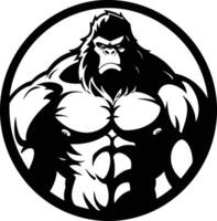 Powerful Gorilla in a Circular Frame. vector