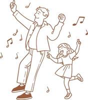 A man and a little girl dancing with music notes vector