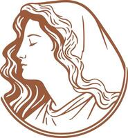 The woman's profile in a circle vector