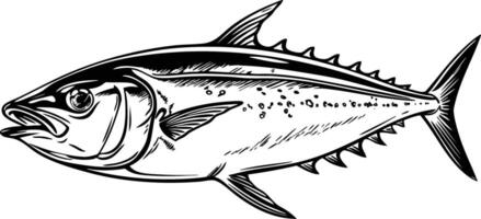 A Powerful Tuna Swims Through the Ocean Depths. vector
