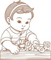 A baby playing with toys vector