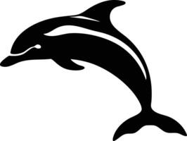 A Black and White Silhouette of a Dolphin Leaping vector