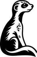 A Black And White Silhouette Of A Sitting Meerkat vector