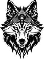 Mystical Wolf Head Abstract Art Tribal Design. vector