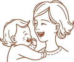 mother and child laughing portrait vector