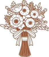 A bouquet of flowers is shown in brown vector