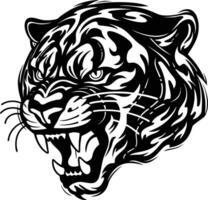The Fierce Feline's Glaring Gaze A Black and White Illustration. vector