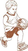 un chico jugando baloncesto vector