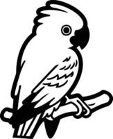 A Cockatoo Perched On A Branch, Looking Up vector