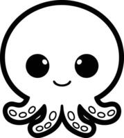 Cute Cartoon Octopus with Big Eyes Smiling vector