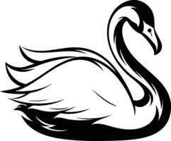 Graceful Swan Silhouette in Black and White. vector