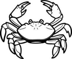 A Single Crab in Black and White Line Art. vector