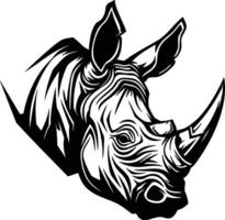 The Powerful Gaze of a Black and White Rhino. vector