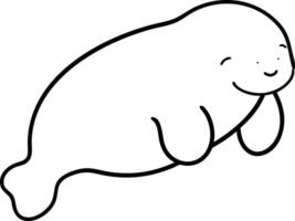 A Smiling Manatee Floats Through The Ocean Depths vector
