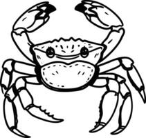 A Black and White Illustration of a Crab with Claws Raised. vector