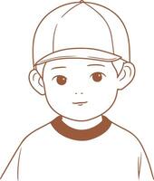 Vintage front view cute boy t-shirt and baseball cap on the stone colored space vector