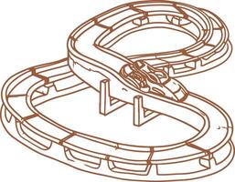 A drawing of a racing track with a car on it vector
