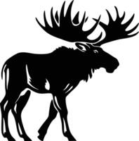 Majestic Moose Silhouette With Expansive Antlers. vector