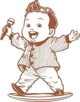 A cartoon baby singing with a microphone vector