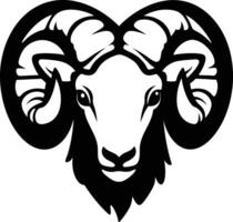 Majestic Ram Silhouette with Powerful Horns. vector