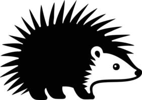 A Spiky Hedgehog Stands Guard in Black and White. vector
