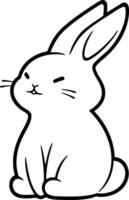 A Cute Bunny Sitting and Winking With a Happy Face. vector