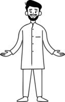 A Welcoming Smile, Open Arms, and a Friendly Face. vector