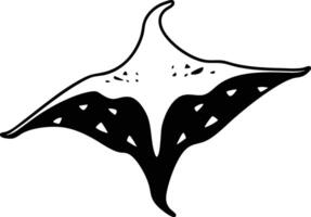 Ocean's Shadow A Manta Ray Glides Through Deep Water. vector