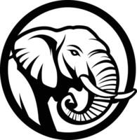 Majestic Elephant Head In Circular Frame Graphic Design. vector