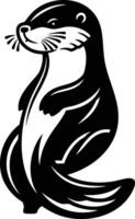 Playful Otter Posing for a Portrait. vector