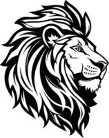 Majestic Lion Head Portrait in Black and White. vector